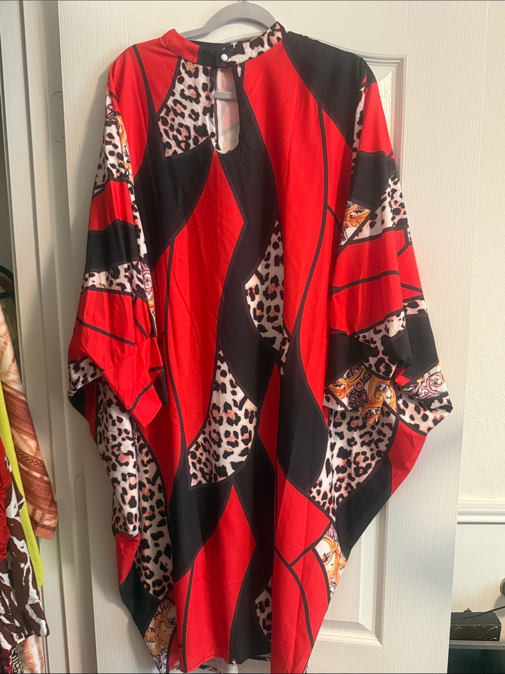 Red & Black Abstract Leopard Print Tunic - Picture 1 of 2